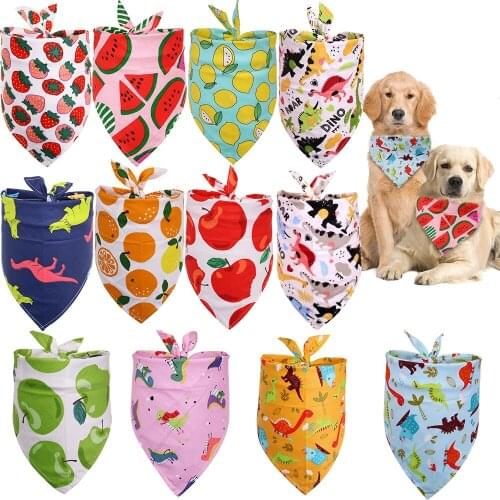 Fruit Print Bandana Dogs Triangle Scarf Bibs Cute Lemon Cat Collar Pet Neckerchief Adjustable Bulldog Teddy Dog Accessories