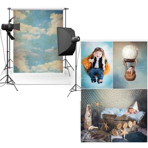 DAWNKNOW Vinyl Photography Background For Baby Cartoon Blue Sky Polyester Backdrop For Newborn Photo Studio CM6717