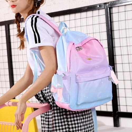 Women Backpacks Outdoor Travel Girl Pink Blue Laptop Book Waterproof Large capacity Nylon Women Backpack School Bag