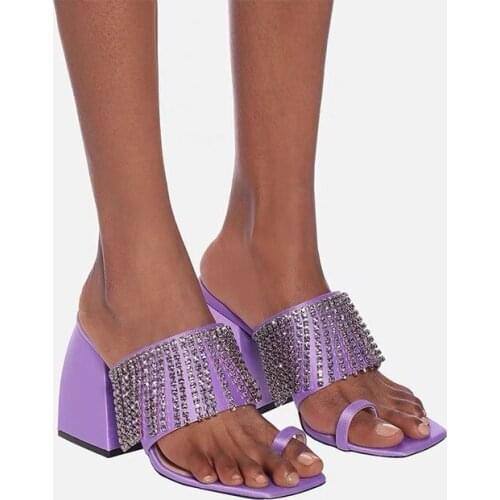 2021 New Women Pumps Square Peep Toe Block Heel Sandals Summer Office Shoes Triangle Heeled Leopard Slippers sapatos femininos