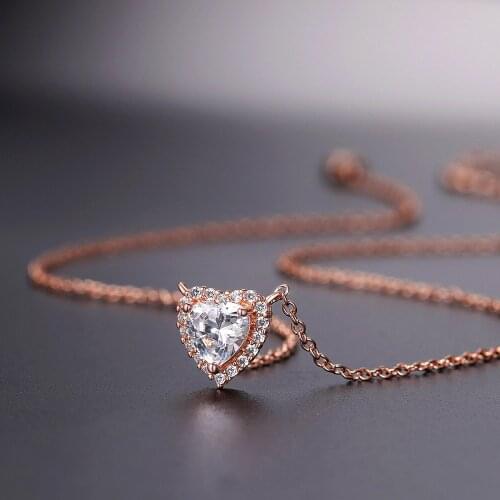 ZHOUYANG Heart Necklace For Women Cubic Zirconia Rose Gold Color Neck Pendants Choker Chains Jewelry Female 2020 Wholesale N317