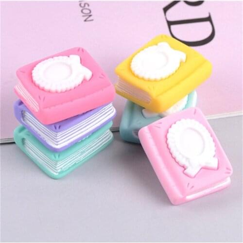 Julie Wang 10PCS Resin Cartoon Book Charms Mixed Colors Notebook Pendant Jewelry Making Accessory Table Decor