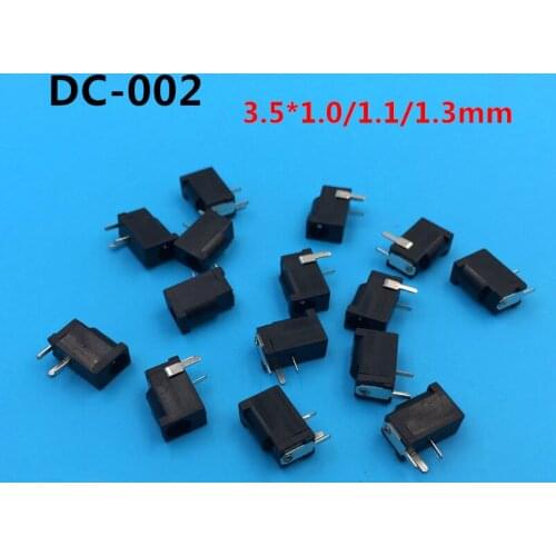 20Pcs DC-002 0.3A 50V Black DC Power Jack Socket Connector DC002 3.5*1.3mm 3.5x1.1mm socket