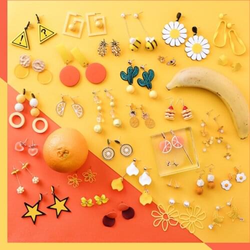 2021 Sweet and Fresh Summer Series Earrings Girl Heart Orange Earrings Long Style Personality Earrings Women Free Shipping Gift