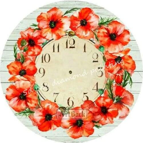 3d wall clock, full square round drill flower, 5d diy diamond painting clock, diamond mosaic, embroidery, sticker crafts