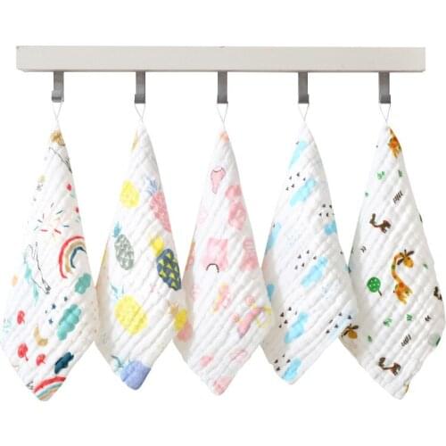5PCS Baby Feeding Towel Teddy Bear Bunny Dot Chart Printed Children Small Handkerchief Gauze s Nursing AB2332