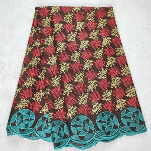 5Yards Swiss Voile Lace Fabric 2020 Latest Brocade Fabric Embroidery African Wedding 100% Cotton Popular Dubai Style for dress