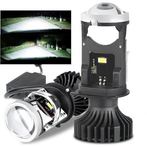 6000k 40W T1 H4 Lamp Bi-LED Lenses for headlights H4 Projector Lens Automobiles H4 LED Bulb Auto High Low Beam Headlight LHD RHD