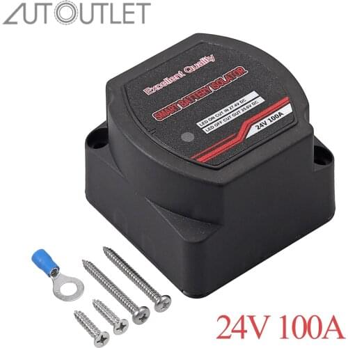 AUTOUTLET 24V 100A Voltage Sensitive Relay Split Charge VSR Support Two Battery Banks LED Indicator Car Smart Battery Isolator