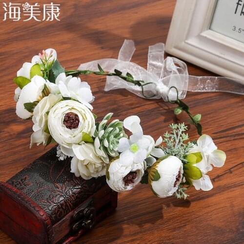 Flower Crown Haimeikang Wedding Floral Hairbands Festival Headband Women Hair Accessories Headdress Girl Wreath Garland
