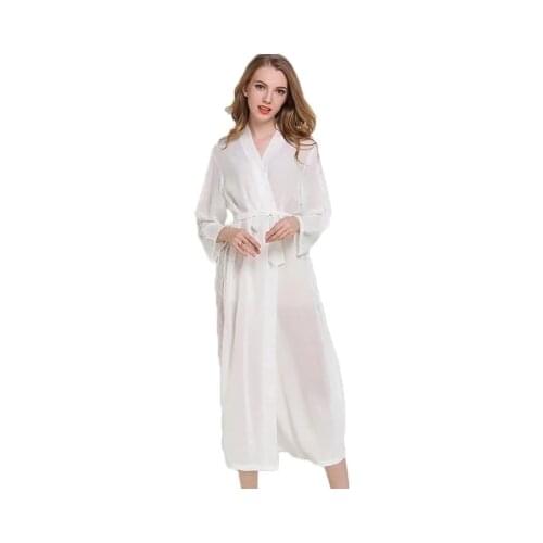 Long Chiffon Dress Silk Robe Womens Pajamas Sexy Transparent Bathrobe Dressing Gowns For Women Mantle Lingerie Pajamas Kimono