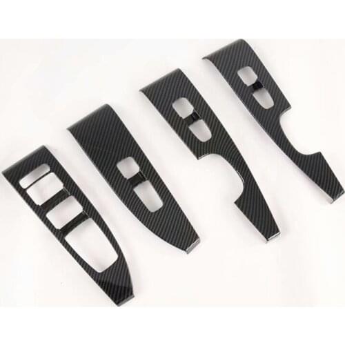 For Kia Sorento MQ4 2021 Left Cab ABS Carbon Fiber Door Window Glass Panel Armrest Lift Switch Button Cover Trim Car Accessories