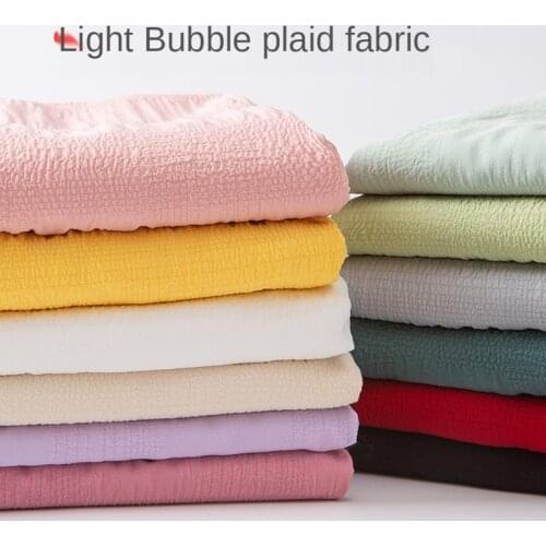 Elastic Bubble Plaid Chiffon Fabric Pleated Breathable Skirt Jacket Dress Brocade Fabrics for Sewing Black Pink Blue White Diy