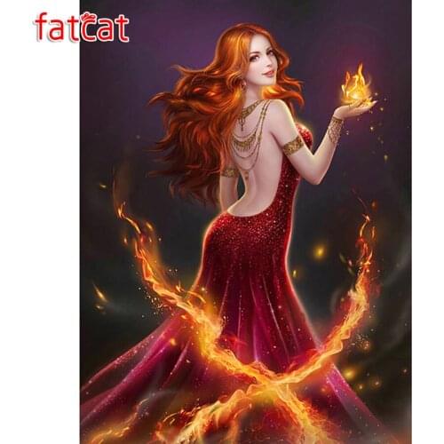 FATCAT Flame sexy girl 5d diy diamond painting kits full square round drill diamond embroidery sale wall decoration AE2994