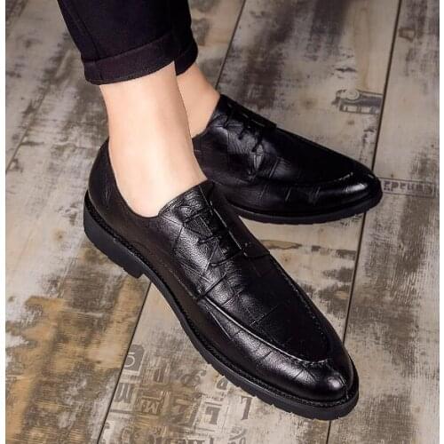 Brown Black Formal Business Shoes Lace Real leather Spring Crocodile Leather Dress Shoes Hombre