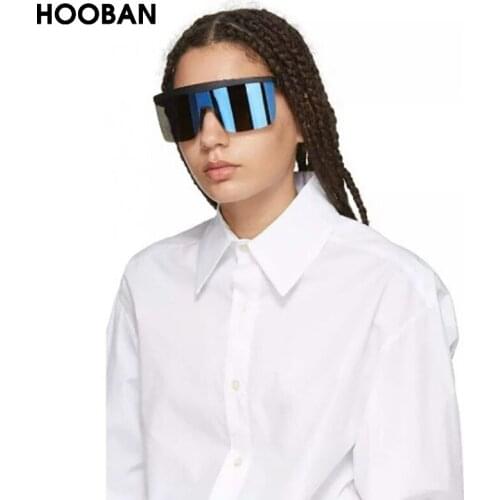 HOOBAN 2020 New One-piece Sports Sunglasses Men Women Fashion Flat Top Half Frame Sun Glasses Vintage Outdoor Goggle UV400