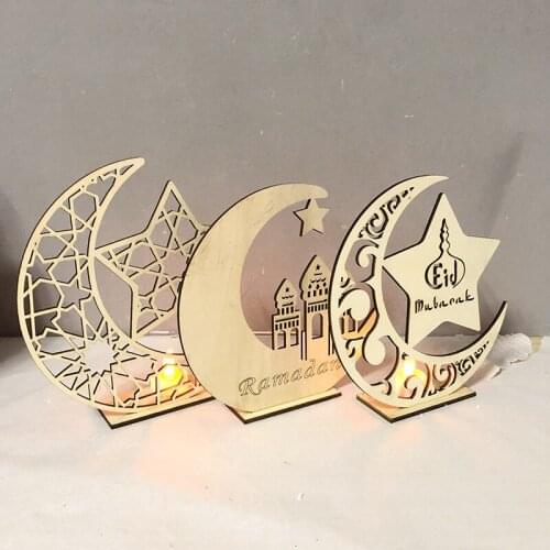 Eid Mubarak Decorations For Home Moon Wooden Plaque Hanging Ornaments Islam Muslim Festival Event Party Supplies
