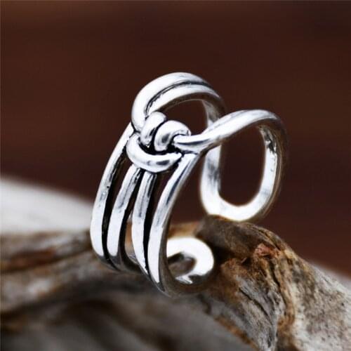 Retro Simple Weave Knot Cross Index Finger Opening Rings for Women Couple Fine Jewelry Birthday Party Gift