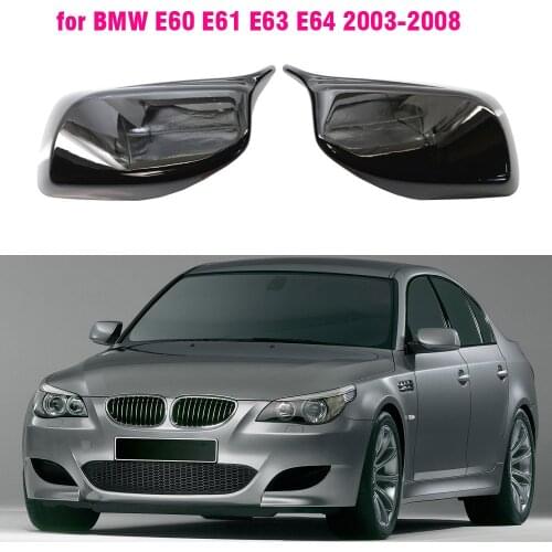 Rearview Mirror Cover Cap Carbon Fiber / Black For BMW 5 Series E60 E61 E63 E64 2004-2008 520i 525i 528i 528xi 530i