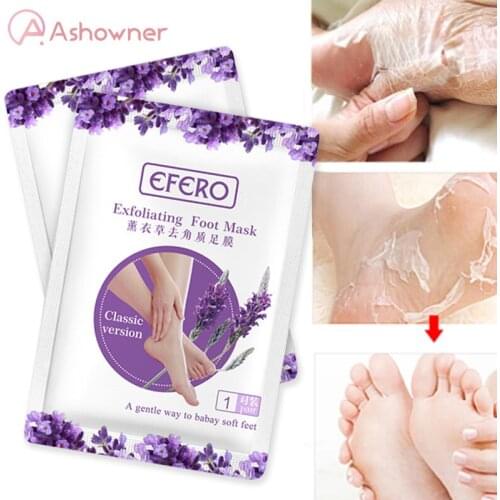 Ashowner Feet Exfoliating Lavender Foot Masks Scrub Feet Mask Remove Dead Skin Heels Foot Peeling Mask Foot Spa Pedicure Socks