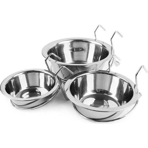 Metal Dog Pet Bowl Cage Crate Non Slip Hanging Food Dish Water Feeder with Hook Pet Products Supplies Small Animals