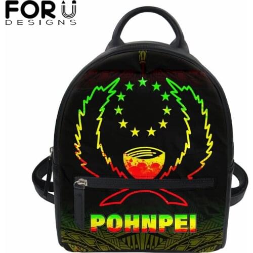 FORUDESIGNS Mini Backpack Gradient Pohnpei Polynesian Tribal Luxury Design Women PU Leather Shoulder Bag Multi-Function Backpack
