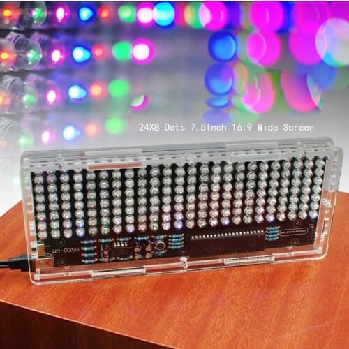 DIY electronic kit music Spectrum display 24X8 LED flashing light with case 7.5" screen diy soldering kit for adult