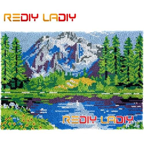 Latch Hook Rug Kits Serenity Lake Plush Wall Hanging DIY Carpet Rug Chunky Yarn Arts Cushion Crocheted Floor Mat Hobby & Crafts