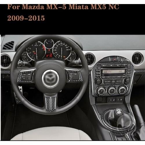 Fit For Mazda MX-5 Miata MX5 NC 2009-2015 Carbon Fiber Sticker Central Control AC CD Panel Dashboard Copilot Decorative Strips