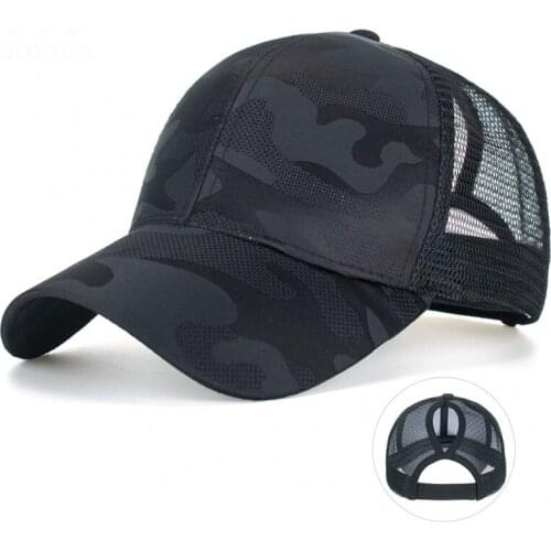 Summer New Camouflage Ponytail Mesh Cap Women baseball Cap Peaked Sun Hat