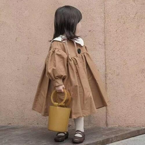 2021 Autumn New Childrens Clothing Sweet Cute Baby Girl Casual Trench Coat Kids Solid Windbreaker for Girls Jacket For1-6Y