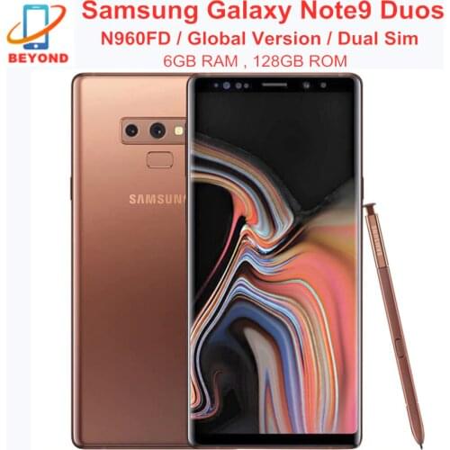 Samsung Galaxy Note9 Note 9 Duos N960FD Mobile Phone Dual Sim 128GB ROM 6GB RAM LTE Octa Core 6.4" NFC Exynos Original CellPhone