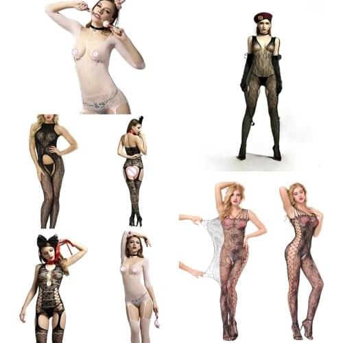 Open Crotch Jumpsuit Sexi Women Mesh Catsuit Sexy Lingerie Transparent Bodysuit Erotic Underwear Ladies See Through Leotard Sex