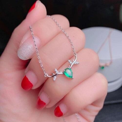 Natural And Real Emerald necklace pendant Free shipping 925 sterling silver gemstone For men or women