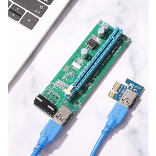 PCIE Riser Card PCI Express 1X to 16X Extender Adapter USB 3.0 Cable SATA 4Pin Power Cord for GPU Mining