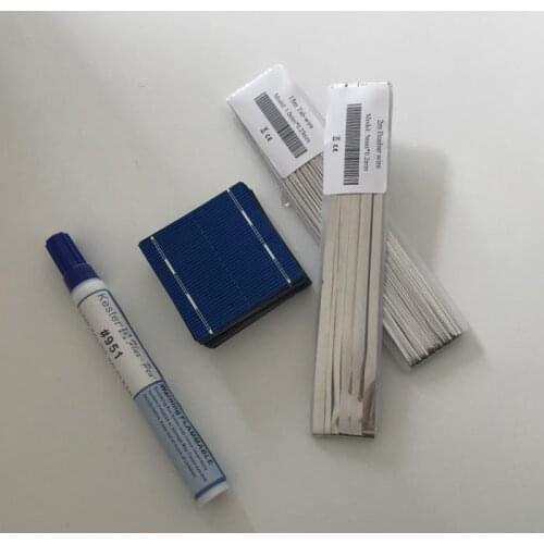 ALLMEJORES 40pcs 52mmx52mm polycrystalline solar cells 0.43W/pcs For DIY Solar panel kits +Tabbing wire & Busbar wire +Flux pen