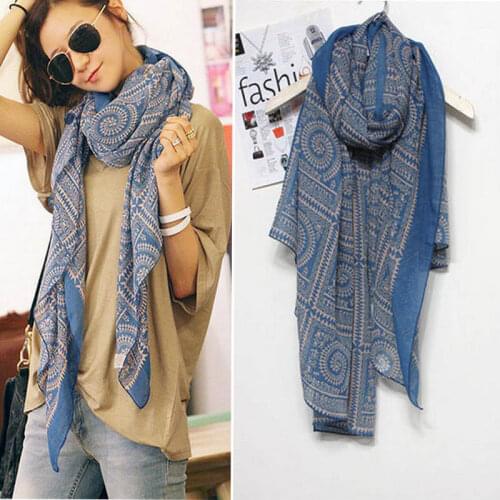 Hot Women Scarf Elegant Retro Women Long Print Cotton Polyester Scarf Wrap Ladies Shawl Large Scarves Spring Summer 170*80cm