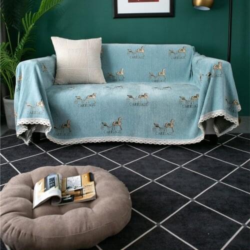GY4087 Chenille Carriage Geometry Deer Blanket Sofa Decorative Slipcover Stitching Rug