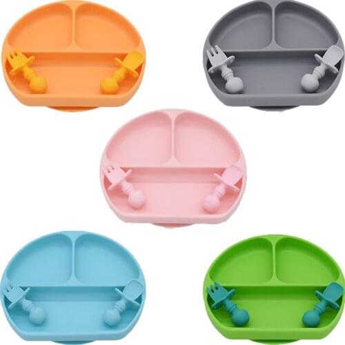 Silicone Baby Dining Bowl Tableware Waterproof Knife Spoon Baby Bowl Feeding Lunch Tableware Kitchen Portable Plate Bowl 350g