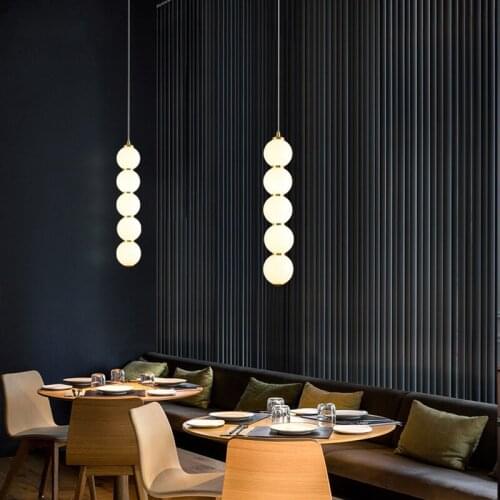 Creative String Glass Ball Pendant Light Bedroom Bedside Lamp Restaurant Designer Hanging Lights Bar Magic Bean Led Pendant Lamp