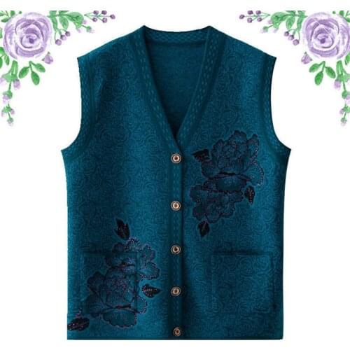 Middle-aged women spring autumn elderly mother loaded sweater female knitting cardigan coat winter grandma sleeveless vest