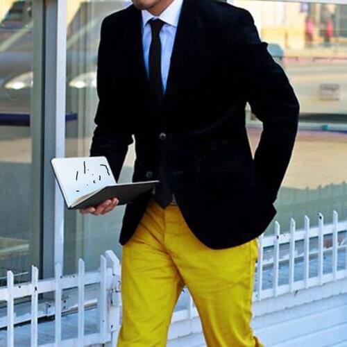 Spring Summer Young Fashion Two Button Black Blazer Slim Fit Groom Tuxedo For Wedding Beach Party Male Clothing (Jacket+Pants)