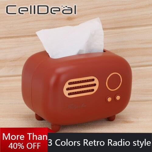 Vvkate Retro Radio Model Tissue Boxes Desktop Paper Holder Vintage Storage Napkin Case Organizer Ornament Craft Wet Wipes