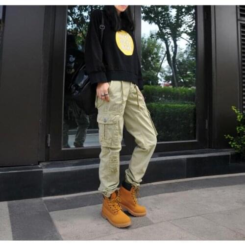 2018 Womens Cargo Pants Cotton Trousers more Pocket pants Straight pants Women Tactical Pants