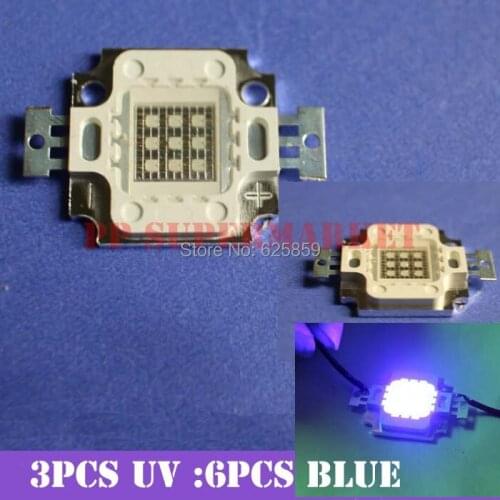 10pcs 10W Actinic Hybrid Royal blue 440-445mm+UV 395-400 high power led light bulb