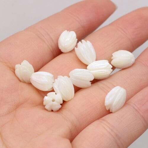10pc 8x10mm Flower Natural Shell Beads Fashion Carved Mother Of Pearl Shell Loose Beads for Jewelry Making DIY Bracelet Gift