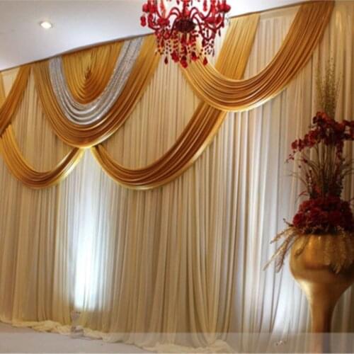 2016 Luxury 10ft*20ft Gold Wedding Backdrop with sequin Golden Wedding Curtain Wedding decoration