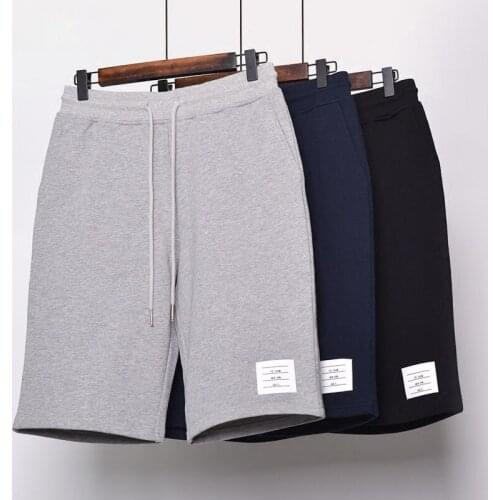 2021 Fashion TB THOM Brand Casual Shorts Men Summer Solid Cotton Sports Trousers Tracksuit Bottoms Mens Knee Length Pants