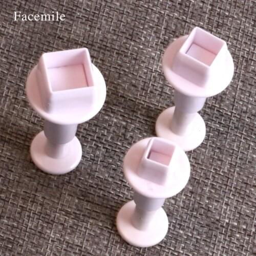 3PCS/SET 3D Square Shape Fondant Cookie Biscuit Cutter Stamp Mold DIY cake molds kitchenware 03075