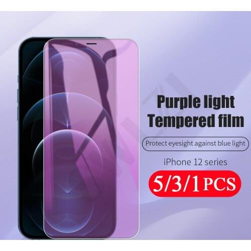 5/3/1Pcs Anti Blue Light for iphone 7 8 Plus 11 Pro Max 12 Mini X XR XS SE 2020 6 6s Tempered Glass film Phone Screen Protector